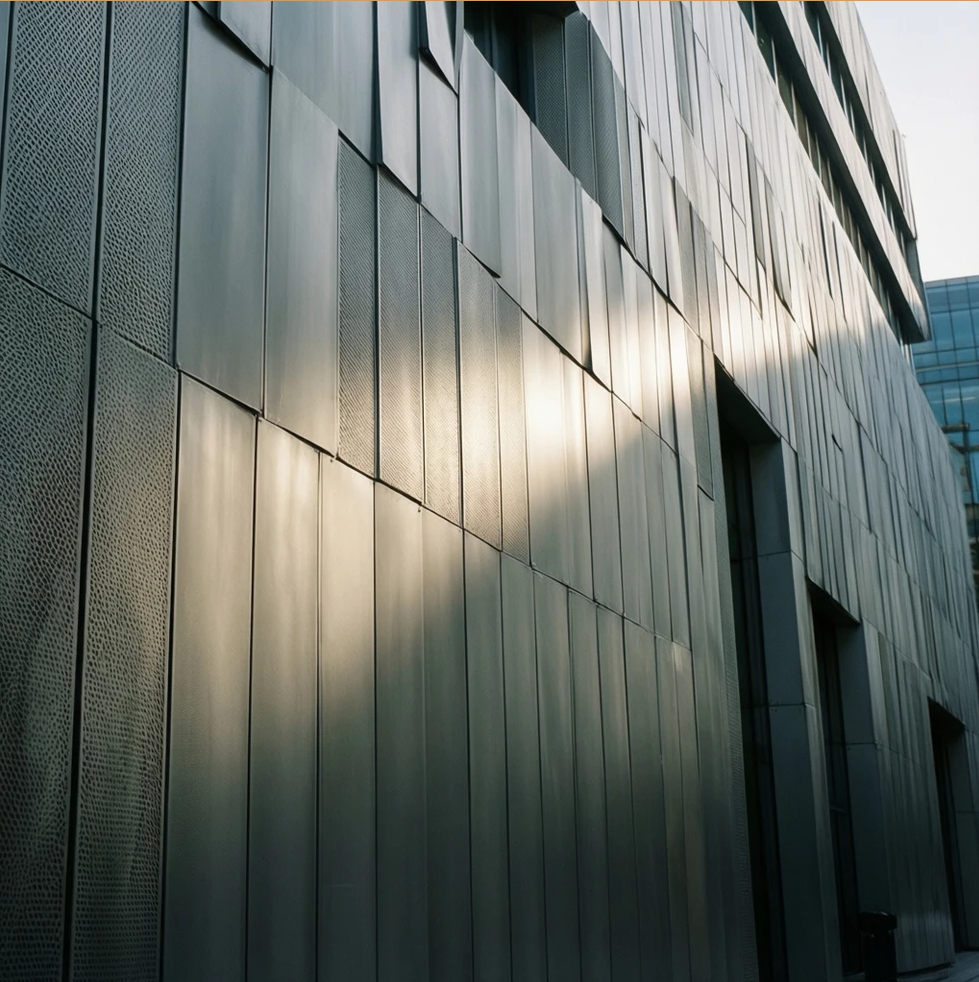 Bâtiment contemporain avec façade métallique innovante